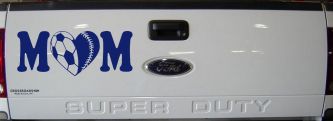 Soccer Softball Mom With Heart Sports Car or Truck Window Decal Sticker (Navy)