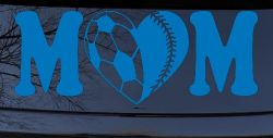 Soccer Softball Mom With Heart Sports Car or Truck Window Vinyl Decal Sticker (Sky Blue)