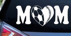 Soccer Softball Mom With Heart Sports Car or Truck Window Decal Sticker