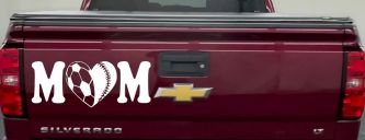 Soccer Softball Mom With Heart Sports Car or Truck Window Decal Sticker (White)