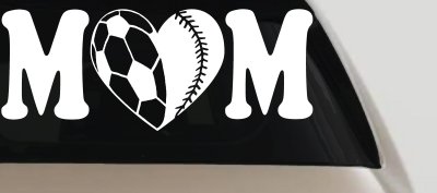 Soccer Softball Mom With Heart Sports Car or Truck Window Vinyl Decal Sticker