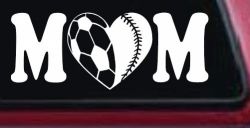 Soccer Softball Mom With Heart Sports Car or Truck Window Decal Sticker