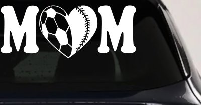 Soccer Softball Mom With Heart Sports Car or Truck Window Vinyl Decal Sticker
