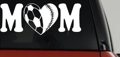 Soccer Softball Mom With Heart Sports Car or Truck Window Vinyl Decal Sticker