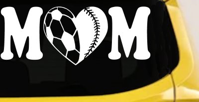 Soccer Softball Mom With Heart Sports Car or Truck Window Vinyl Decal Sticker