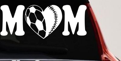 Soccer Softball Mom With Heart Sports Car or Truck Window Vinyl Decal Sticker