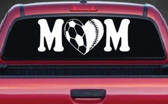 Soccer Softball Mom With Heart Sports Car or Truck Window Decal Sticker