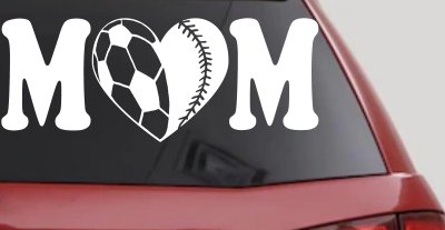 Soccer Softball Mom With Heart Sports Car or Truck Window Vinyl Decal Sticker