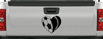 Soccer Softball Heart Sports Car or Truck Window Decal Sticker (Black)