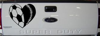 Soccer Softball Heart Sports Car or Truck Window Decal Sticker (Black)