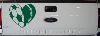 Soccer Softball Heart Sports Car or Truck Window Decal Sticker (Dark Green)