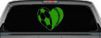 Soccer Softball Heart Sports Car or Truck Window Decal Sticker (Lime)