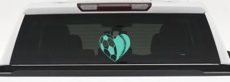 Soccer Softball Heart Sports Car or Truck Window Decal Sticker (Mint)