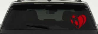 Soccer Softball Heart Sports Car or Truck Window Vinyl Decal Sticker (Red)