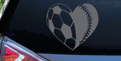 Soccer Softball Heart Sports Car or Truck Window Decal Sticker (Silver)