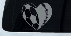 Soccer Softball Heart Sports Car or Truck Window Vinyl Decal Sticker (Telegrey)