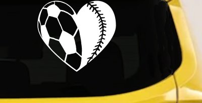 Soccer Softball Heart Sports Car or Truck Window Vinyl Decal Sticker