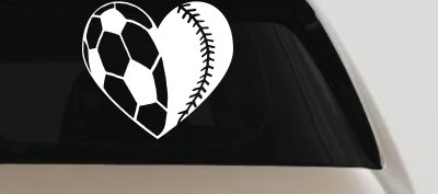 Soccer Softball Heart Sports Car or Truck Window Vinyl Decal Sticker