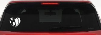 Soccer Softball Heart Sports Car or Truck Window Decal Sticker (White)