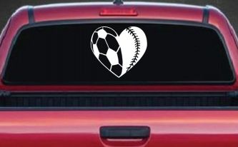 Soccer Softball Heart Sports Car or Truck Window Decal Sticker