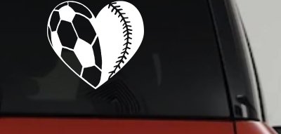 Soccer Softball Heart Sports Car or Truck Window Vinyl Decal Sticker