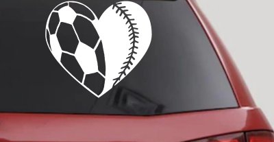 Soccer Softball Heart Sports Car or Truck Window Vinyl Decal Sticker