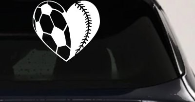 Soccer Softball Heart Sports Car or Truck Window Vinyl Decal Sticker
