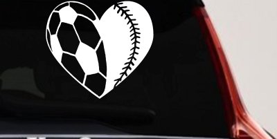 Soccer Softball Heart Sports Car or Truck Window Vinyl Decal Sticker
