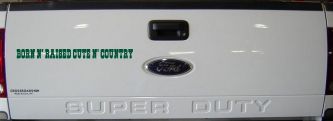 Born N Raised Cute N Country Car or Truck Window Decal Sticker (Dark Green)
