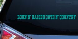 Born N Raised Cute N Country Car or Truck Window Decal Sticker (Turquoise)