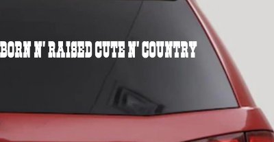 Born N Raised Cute N Country Car or Truck Window Vinyl Decal Sticker