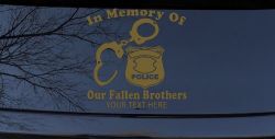In Memory Of Our Fallen Brothers Police Car or Truck Window Vinyl Decal Sticker (Gold)