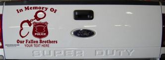 In Memory Of Our Fallen Brothers Police Car or Truck Window Vinyl Decal Sticker (Purple Red)