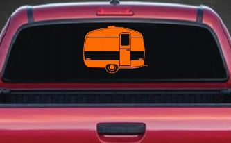 Camper Trailer Car or Truck Window Vinyl Decal Sticker (Orange)