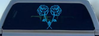 Long Stem Roses Flowers Car or Truck Window Vinyl Decal Sticker (Blue)