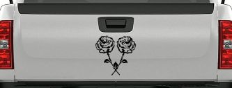 Long Stem Roses Flowers Car or Truck Window Decal Sticker (Matte Black)