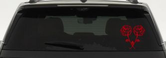 Long Stem Roses Flowers Car or Truck Window Vinyl Decal Sticker (Red)