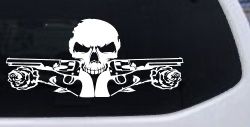 Roses Guns With Skull Biker Car or Truck Window Decal Sticker