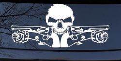 Roses Guns With Skull Biker Car or Truck Window Decal Sticker
