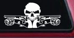 Roses Guns With Skull Biker Car or Truck Window Decal Sticker