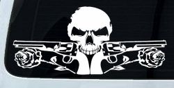 Roses Guns With Skull Biker Car or Truck Window Decal Sticker