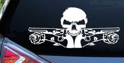 Roses Guns With Skull Biker Car or Truck Window Decal Sticker