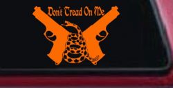 Don't Tread On Me Gadsden Pistols Guns Freedom Military Car or Truck Window Decal Sticker (Orange)
