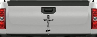 Single Rugged Cross Christian Car or Truck Window Vinyl Decal Sticker (Black)