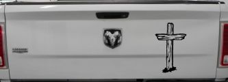Single Rugged Cross Christian Car or Truck Window Decal Sticker (Black)