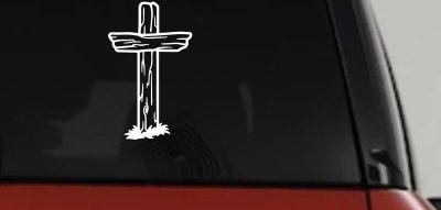 Single Rugged Cross Christian Car or Truck Window Vinyl Decal Sticker
