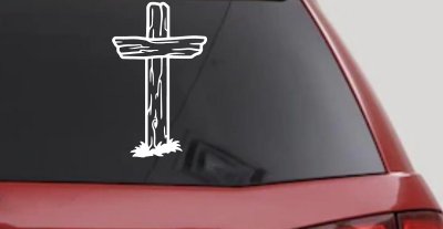 Single Rugged Cross Christian Car or Truck Window Vinyl Decal Sticker