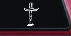 Single Rugged Cross Christian Car or Truck Window Decal Sticker
