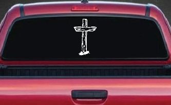 Single Rugged Cross Christian Car or Truck Window Decal Sticker