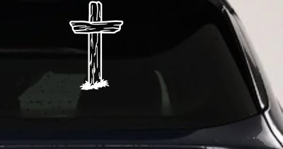 Single Rugged Cross Christian Car or Truck Window Vinyl Decal Sticker
